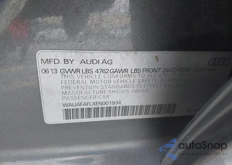 2014 Audi A4 2.0T Premium z USA, uszkodzony, nr VIN WAUAFAFLXEN001934